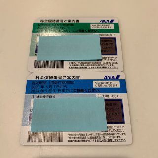 エーエヌエー(ゼンニッポンクウユ)(ANA(全日本空輸))のANA 全日空　株主優待　2枚(航空券)