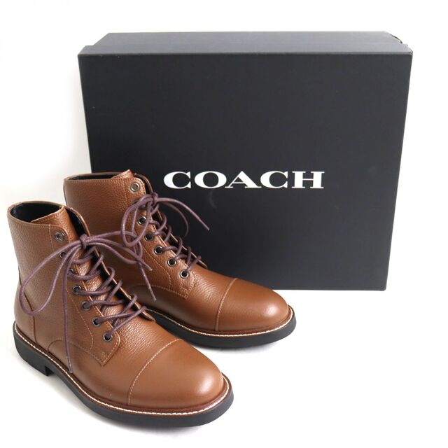 未使用品◇COACH コーチ LUG CAP TOE BOOT FG2989 レザー レースアップ ...