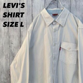 リーバイス(Levi's)のアメリカ古着LEVI'Sリーバイス長袖ジャガードストライプシャツ　サイズL 白.(シャツ)