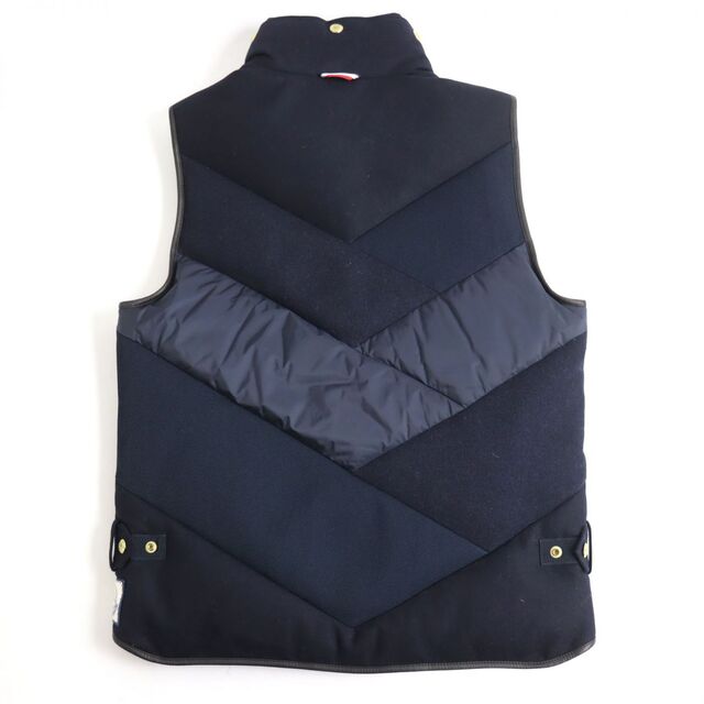 美品◆MONCLER GAMME BLEU モンクレールガムブルー GILET  ロゴワッペン スナップボタン ウールダウンベスト/ジレ ネイビー 1 伊製 正規 2