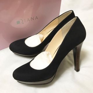 ダイアナ(DIANA)の新品 DIANA ヌバック黒 パンプス 22.5cm(ハイヒール/パンプス)