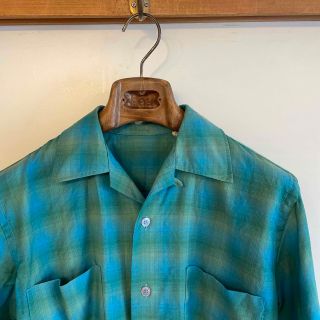 ARROW - 60s ビンテージ オンブレ シャドーチェック 開襟 シャツ