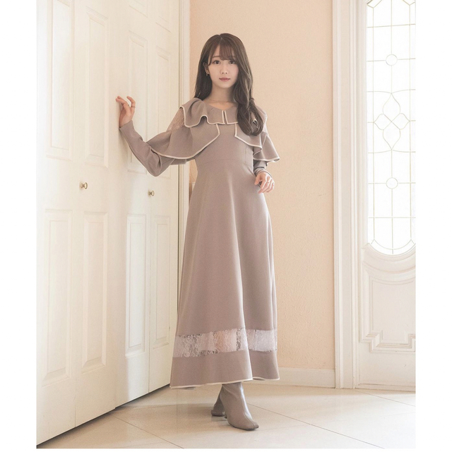 piping lace switching dress RoséMuse