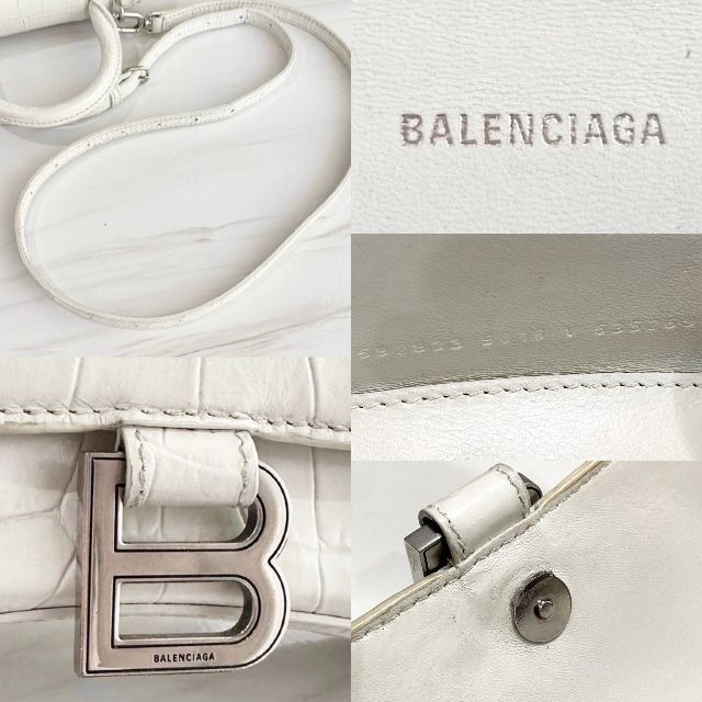 Balenciaga(バレンシアガ)のバレンシアガ　アワーグラスXS　クロコ型押し　白　2way　ハンドバッグ　 レディースのバッグ(ハンドバッグ)の商品写真