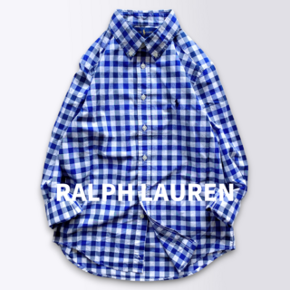 ラルフローレン(Ralph Lauren)の新品✨ラルフローレン　ギンガムチェック ボタンダウンシャツ　ブルー　M(シャツ/ブラウス(長袖/七分))