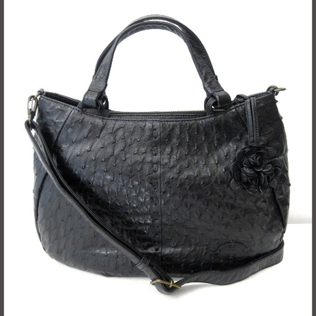 イビサ IBIZA 2WAY ショルダーバッグ オーストリッチ ブラック □WY イビサ IBIZA 2WAY ショルダーバッグ オーストリッチ ブラック □WY