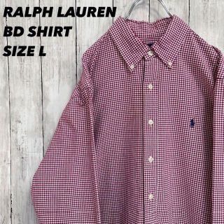 ラルフローレン(Ralph Lauren)のアメリカ古着ラルフローレン　ポニー刺繍ロゴ長袖ギンガムチェック柄BDシャツ　赤白(シャツ)