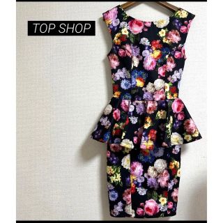 トップショップ(TOPSHOP)のTOPSHOPトップショップ ワンピース 花柄 ノースリーブ ペプラム(ひざ丈ワンピース)