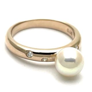 タサキ(TASAKI)のTASAKI タサキ 指輪　リング 18金PG 750 パール ジュエリー アクセサリー 新品仕上げ済み K18ピンクゴールド    ダイヤモンド0.05ct 約11号 レディース 約4.4g 定番 美品【中古品】(リング(指輪))