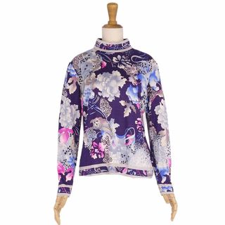 レオナール LEONARD FASHION ニット セーター ハイネック ロングスリーブ 花柄 ウール シルク トップス レディース M ブラック/ピンク/グリーン