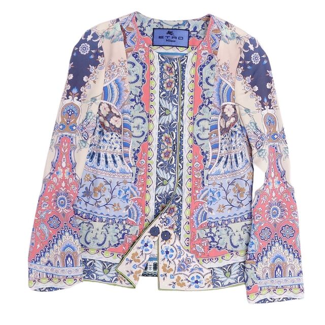 ETRO エトロ ペイズリー柄ノーカラーシャツジャケット