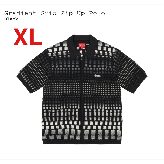 Supreme Gradient Grid Zip Up Polo Black