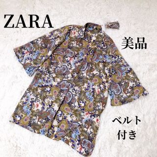 ザラ(ZARA)の【美品】 ZARA  ザラ  ワンピース チュニック ペイズリー柄　7分袖 (ひざ丈ワンピース)