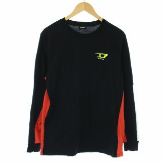 ディーゼル(DIESEL)のDIESEL Tシャツ カットソー ロンT 切替 長袖 プリント M 黒 赤(Tシャツ/カットソー(七分/長袖))