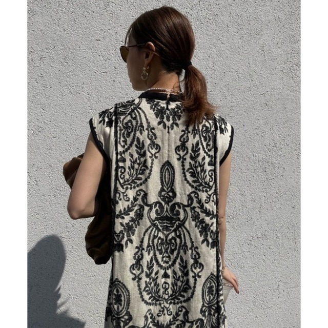 DAMASK EMBROIDERY LINEN DRESS