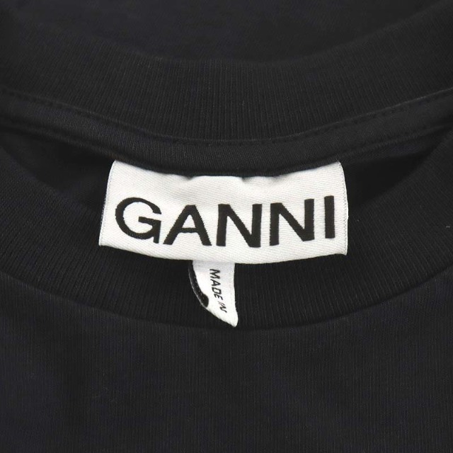 ガニー GANNI 22SS Tシャツ カットソー 半袖 ロゴ XS 黒 黄