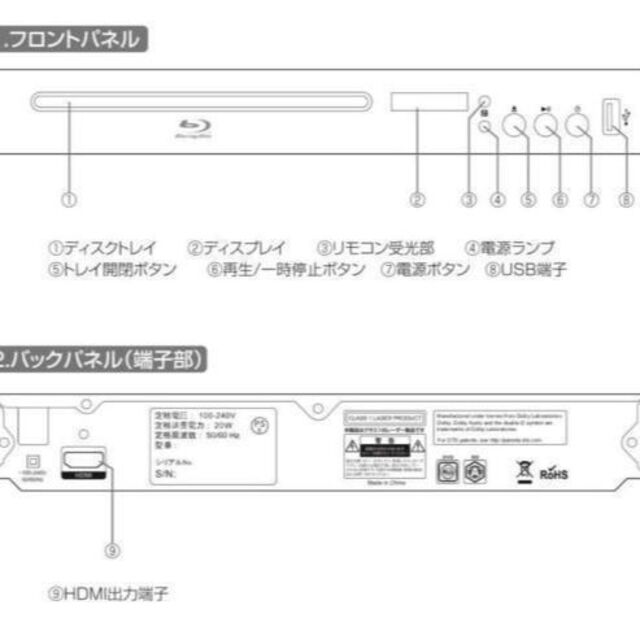 Agrexsione SU-BD01 ブルーレイ(DVD)プレーヤー 再生専用