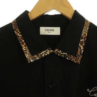 CELINE セリーヌ 22AW Leopard Bowling Shirts レオパードボーリング 半袖シャツ ブラック 2C831171S