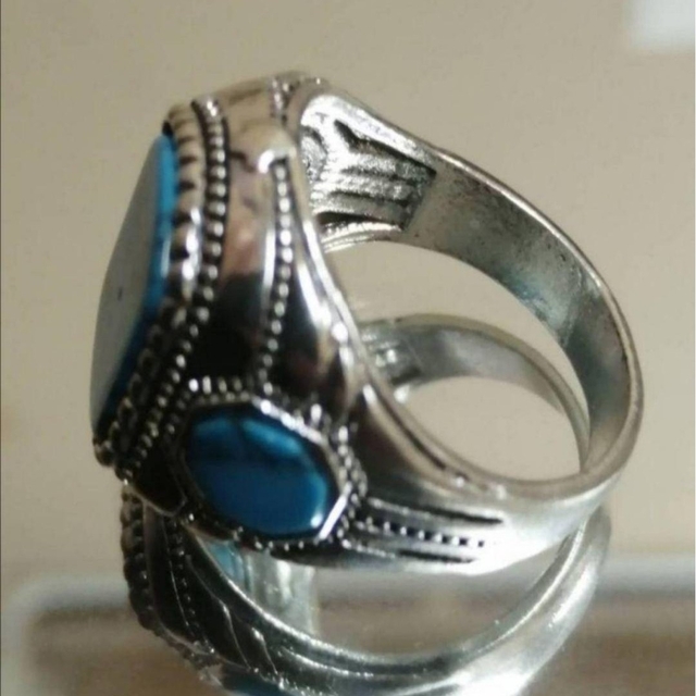 【SALE】リング メンズ アクセサリー ターコイズ ブルー 指輪 20号 メンズのアクセサリー(リング(指輪))の商品写真
