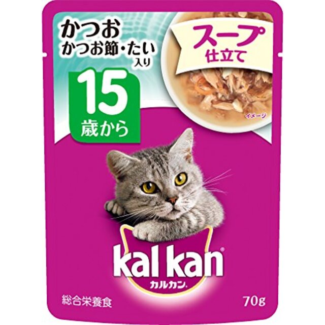 カルカン パウチ スープ仕立て 高齢猫用 15歳から かつお かつお節・たい入り 70g×16袋 (まとめ買い) [キャットフード] tf8su2k