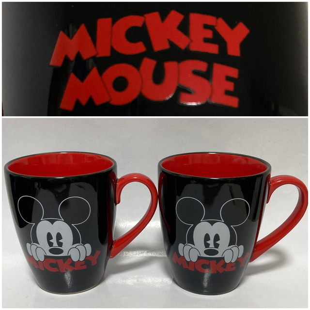 Disney(ディズニー)の新品　ミッキーマウス　ディズニーストア　ペアマグ　MICKEY　マグカップ　黒 インテリア/住まい/日用品のキッチン/食器(グラス/カップ)の商品写真
