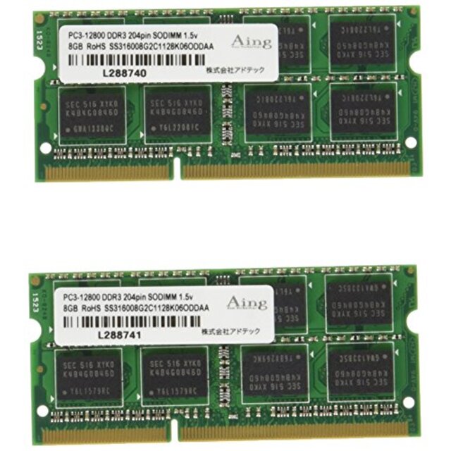 アドテック DDR3 1333/PC3-10600 SO-DIMM 8GB×2枚組 ADS10600N-8GW tf8su2k