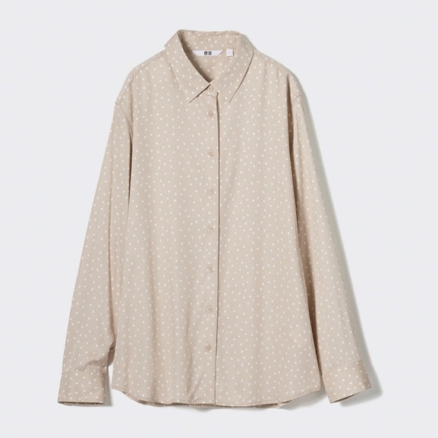 UNIQLO - UNIQLO レーヨン ブラウス ベージュ ドット Sサイズの通販 by milky smile☆原則土日発送|ユニクロならラクマ