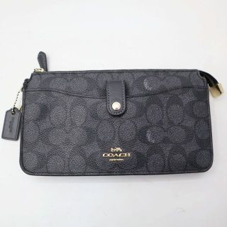 コーチ(COACH)のコーチ COACH シグネスチャー ショルダー長財布 ポシェット ブラック(ボディバッグ/ウエストポーチ)