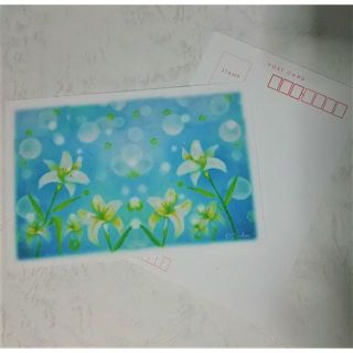 百合の花　絵葉書2枚セット　パステルアート ポストカード(カード/レター/ラッピング)