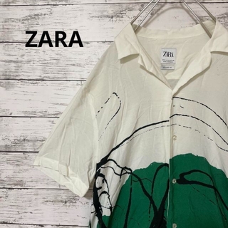 ザラ(ZARA)のZARA アートペイントオープンカラーシャツ 開襟シャツ レーヨンシャツ 個性派(シャツ)
