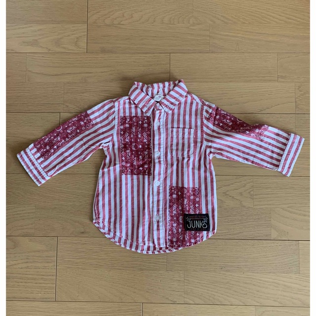 JUNK STORE(ジャンクストアー)の子供服　男の子　80 ストライプシャツ  JUNKSTORE キッズ/ベビー/マタニティのキッズ服男の子用(90cm~)(Tシャツ/カットソー)の商品写真