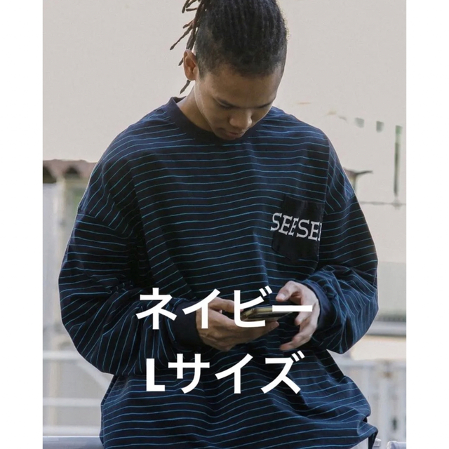 【ラルフローレン】　L/S shirt 紺　L