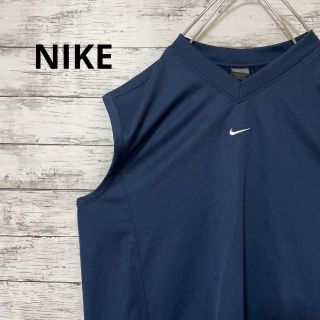 ナイキ(NIKE)のNIKE ノースリーブトップス センターロゴ ネイビー オーバーサイズ 古着(Tシャツ/カットソー(半袖/袖なし))