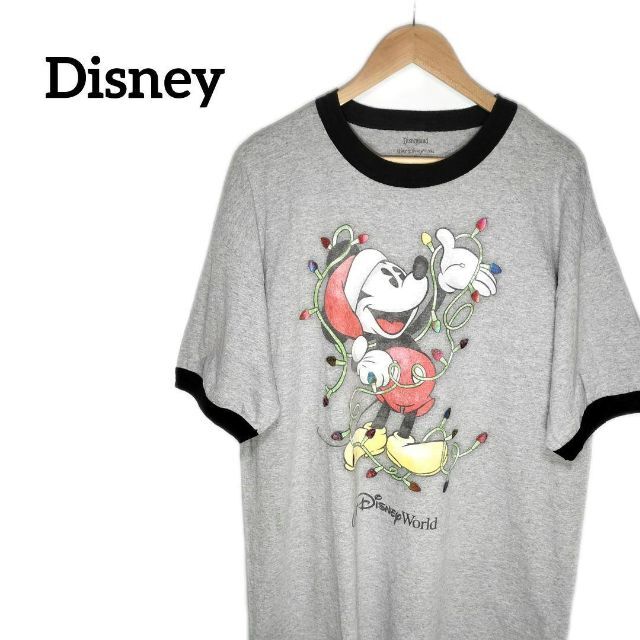 Disney(ディズニー)の古着　ディズニー　ミッキーマウス　リンガーTシャツ メンズのトップス(Tシャツ/カットソー(半袖/袖なし))の商品写真