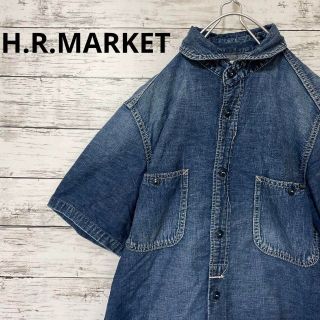 ハリウッドランチマーケット(HOLLYWOOD RANCH MARKET)のH.R.MARKET 半袖デニムシャツ 半袖シャツ 丸襟 インディゴ 無地(シャツ)