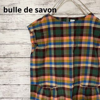 ビュルデサボン(bulle de savon)のbulle de savon チェック柄ノースリーブワンピース マルチカラー(ひざ丈ワンピース)