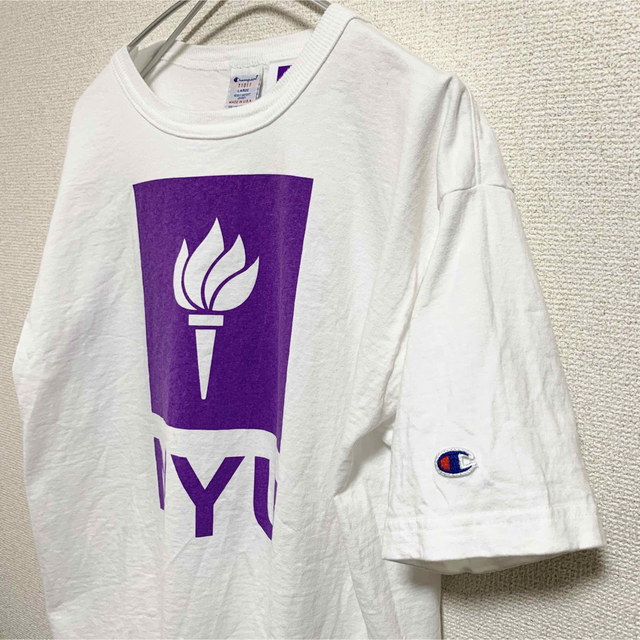 Champion(チャンピオン)の★美品★チャンピオン Tシャツ USA製 メンズL 白 NYU ニューヨーク大学 メンズのトップス(Tシャツ/カットソー(半袖/袖なし))の商品写真