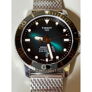 ティソ(TISSOT)の美品TISSOT自動巻シースター１０００グリーン文字盤(腕時計(アナログ))