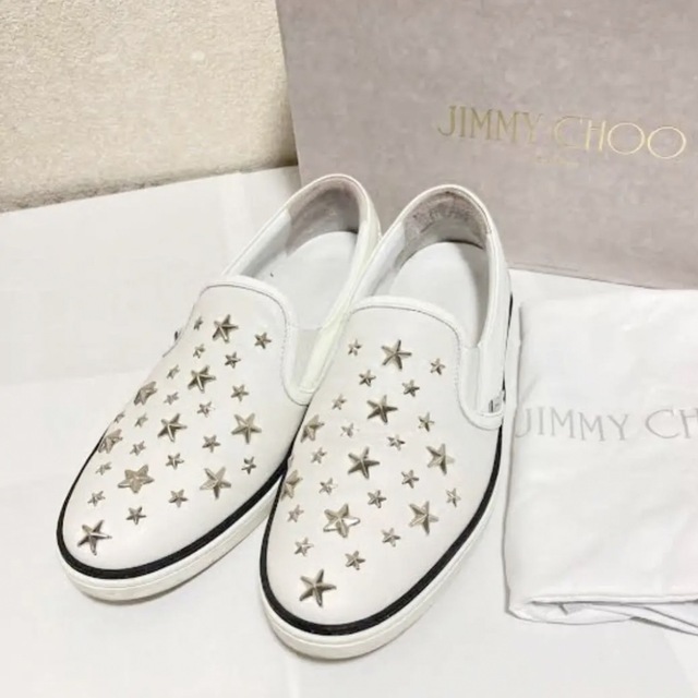 ジミーチュウ JIMMY CHOO スタッズ スリッポン スニーカー 靴 白