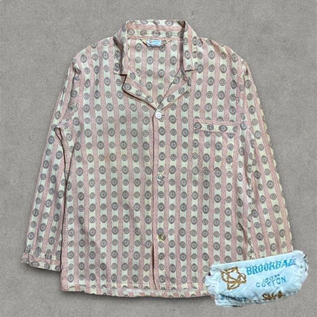 GGO  50s 60s ピンク 総柄　希少　ビンテージ　開襟 長袖　シャツ
