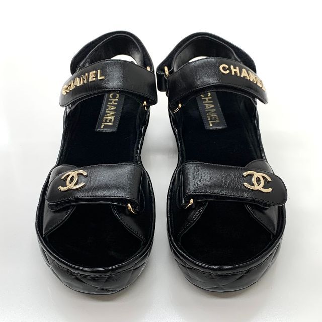 CHANEL - 6534 シャネル レザー ココマーク ロゴ マトラッセ サンダル