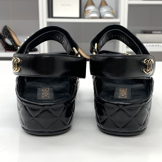CHANEL - 6534 シャネル レザー ココマーク ロゴ マトラッセ サンダル