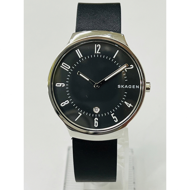 SKAGEN(スカーゲン)の【電池交換済】スカーゲン GRENEN SLIM ブラックレザー SKW6459 メンズの時計(腕時計(アナログ))の商品写真