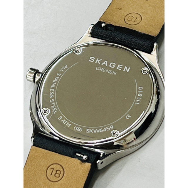 SKAGEN(スカーゲン)の【電池交換済】スカーゲン GRENEN SLIM ブラックレザー SKW6459 メンズの時計(腕時計(アナログ))の商品写真