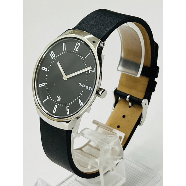 SKAGEN(スカーゲン)の【電池交換済】スカーゲン GRENEN SLIM ブラックレザー SKW6459 メンズの時計(腕時計(アナログ))の商品写真