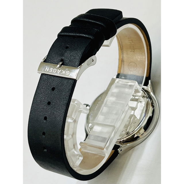 SKAGEN(スカーゲン)の【電池交換済】スカーゲン GRENEN SLIM ブラックレザー SKW6459 メンズの時計(腕時計(アナログ))の商品写真