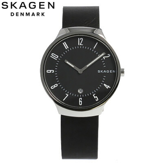 スカーゲン(SKAGEN)の【電池交換済】スカーゲン GRENEN SLIM ブラックレザー SKW6459(腕時計(アナログ))