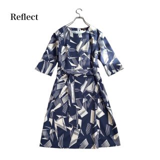 リフレクト(ReFLEcT)の美品 リフレクト 美シルエット 総柄 上品 ワンピース くすみブルー 11(ロングワンピース/マキシワンピース)