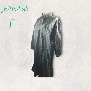 ジーナシス(JEANASIS)のジーナシス　グリーン　チェック　ロングシャツワンピース　F(ロングワンピース/マキシワンピース)