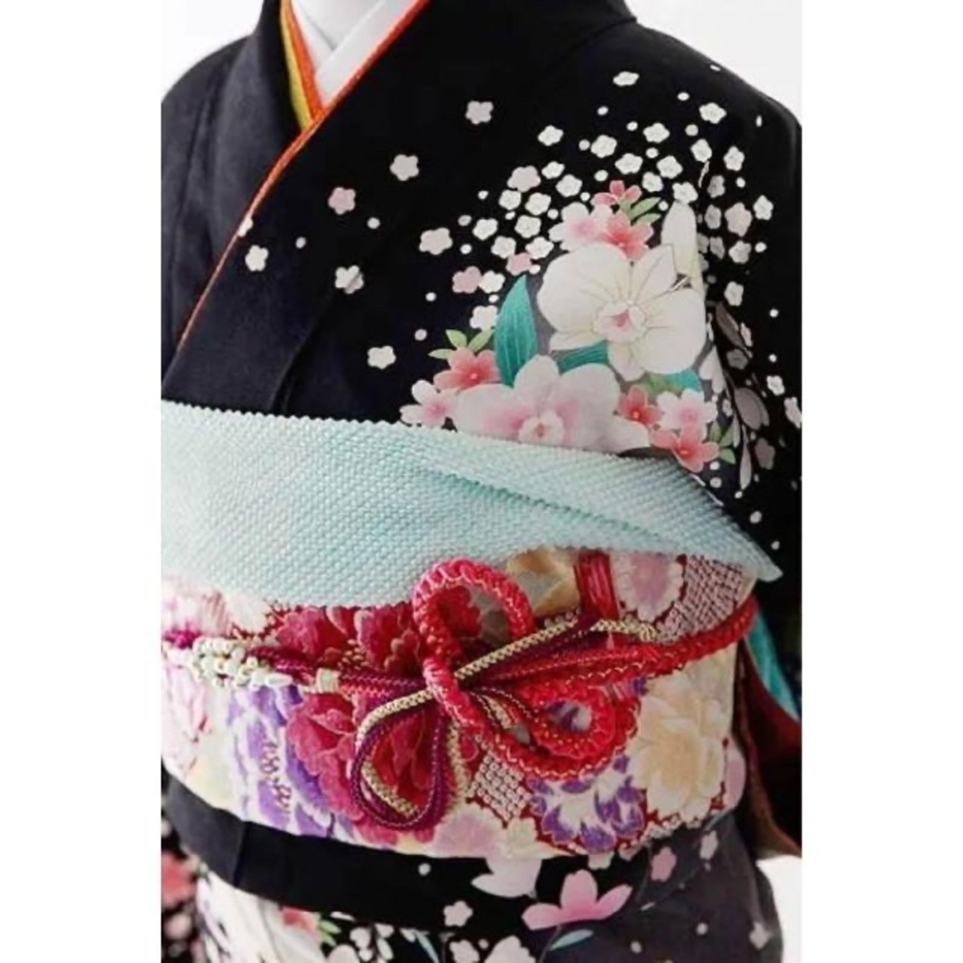 即発送 【新品】振袖 フルセット セット 正絹 白の桜やピンクリボンが